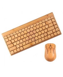Беспроводная клавиатура+мышь, бамбук, мини